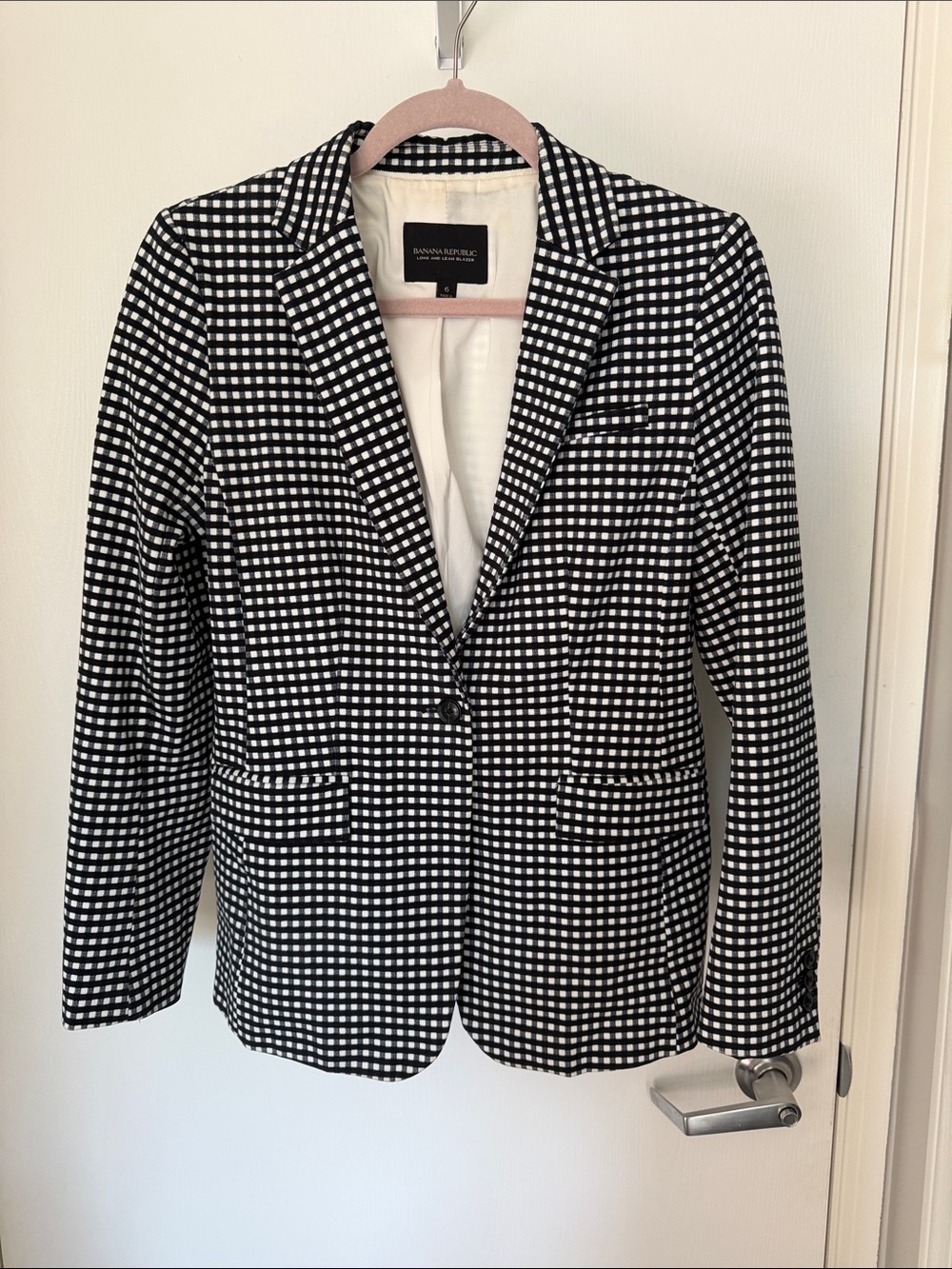 Banana Republic Black and White Checked Blazer